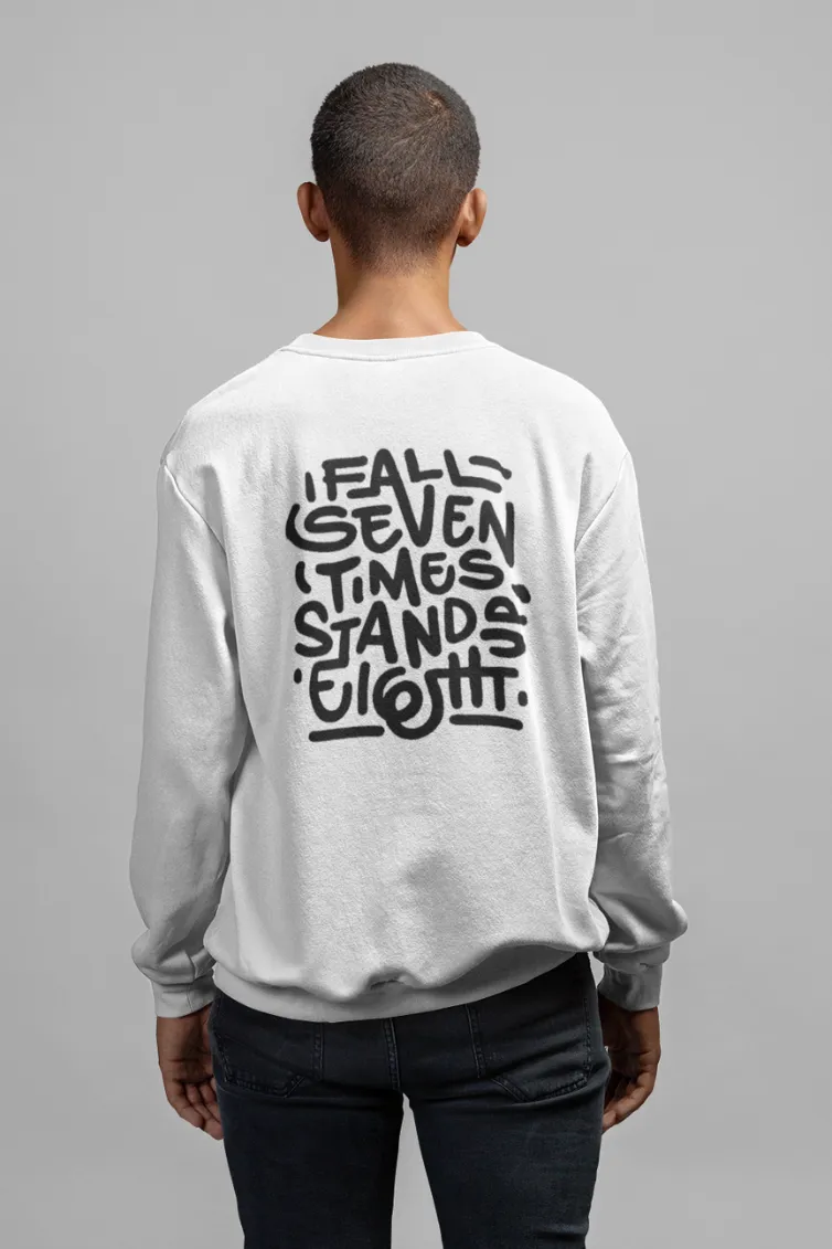 Fall And Stand White Printed Sweatshirt for men