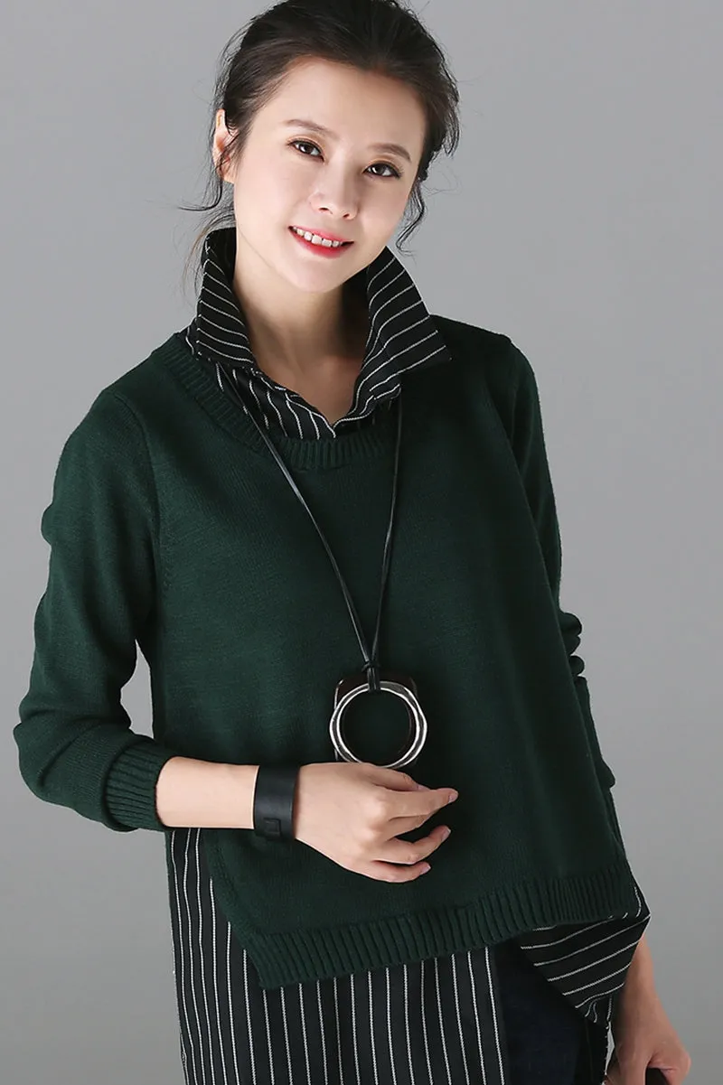 Fall Fashion Casual Green Knitwear For Women Z1810