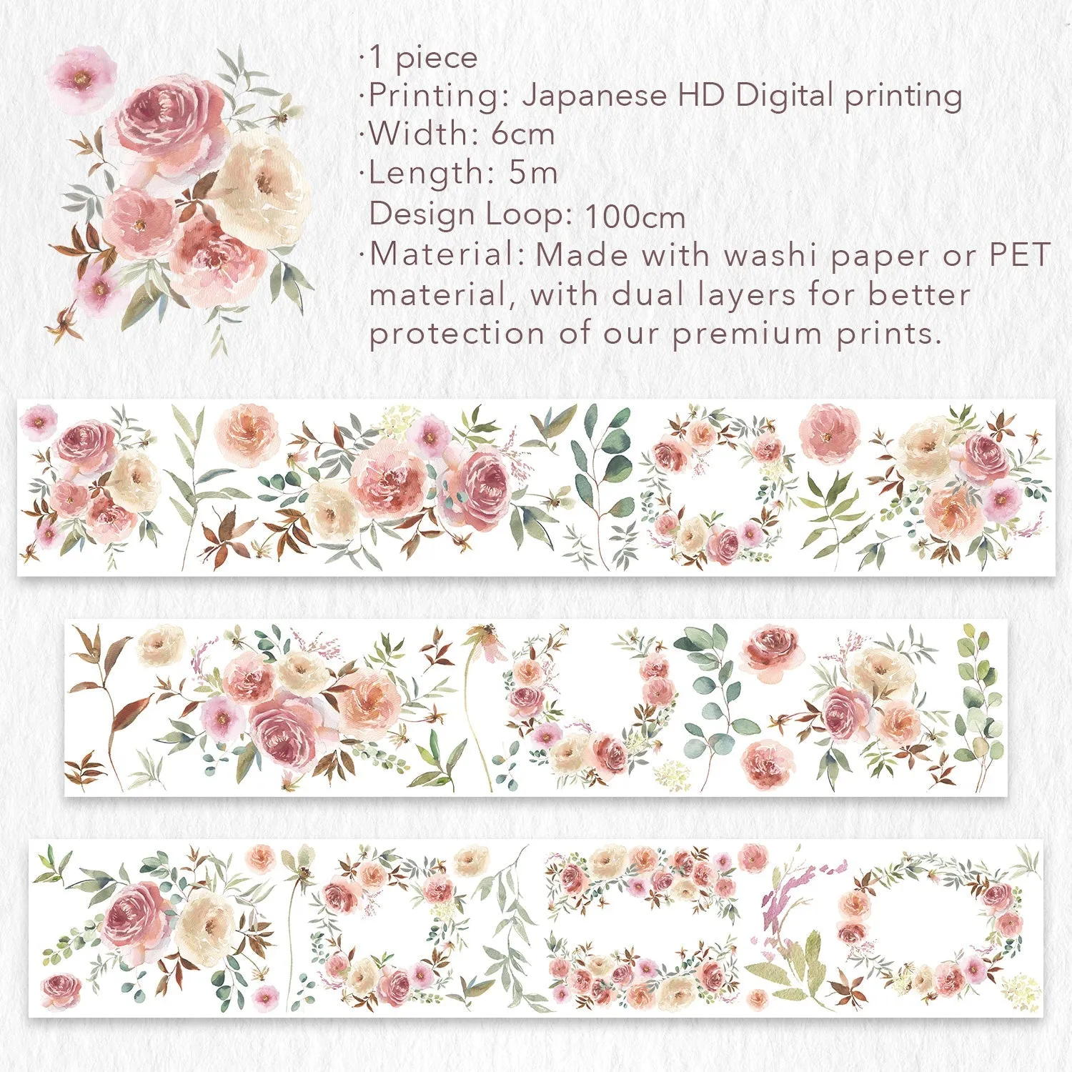 Fall Flowers Wide Washi / PET Tape by The Washi Tape Shop