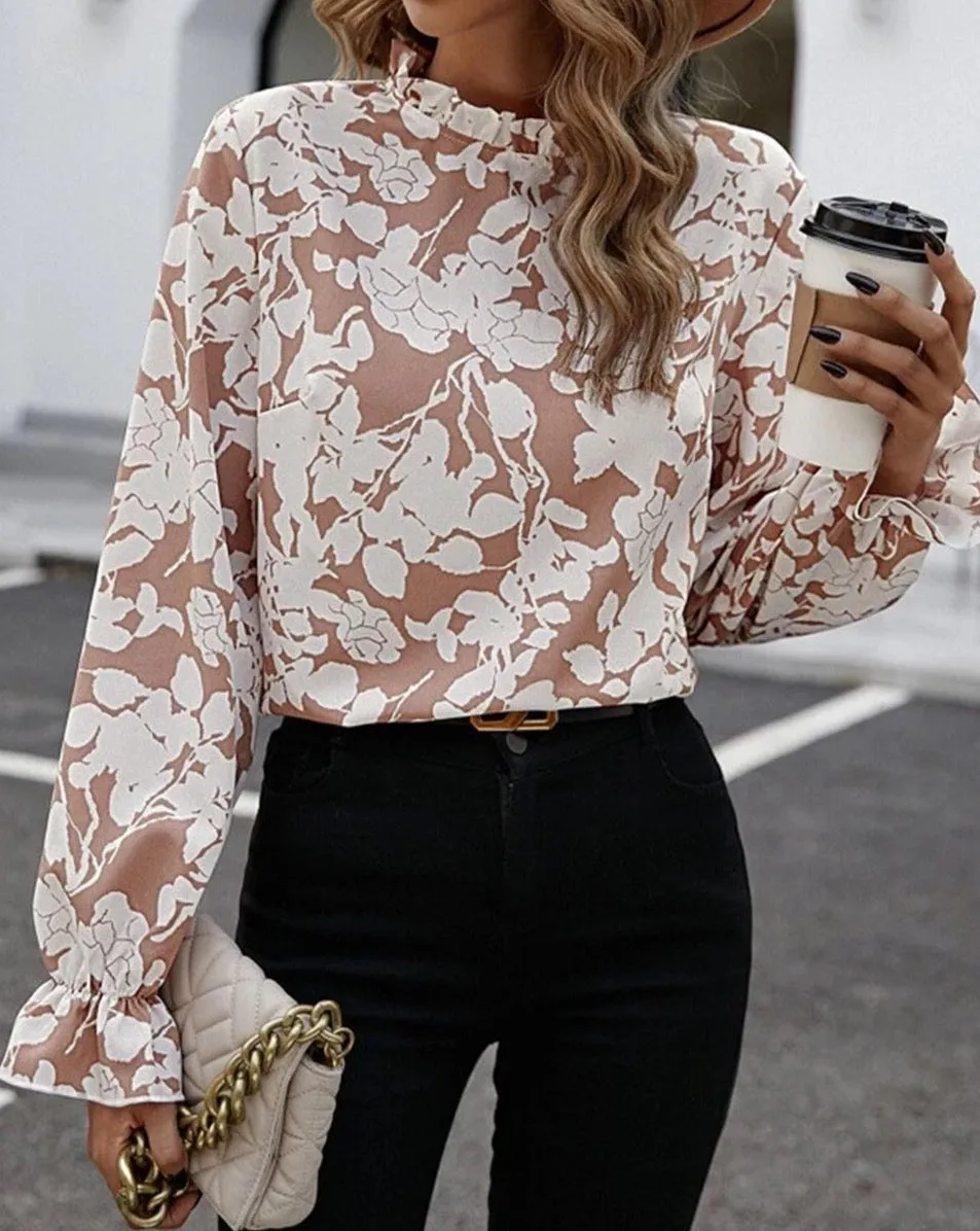 Floral Ruffle Long Sleeve Blouse