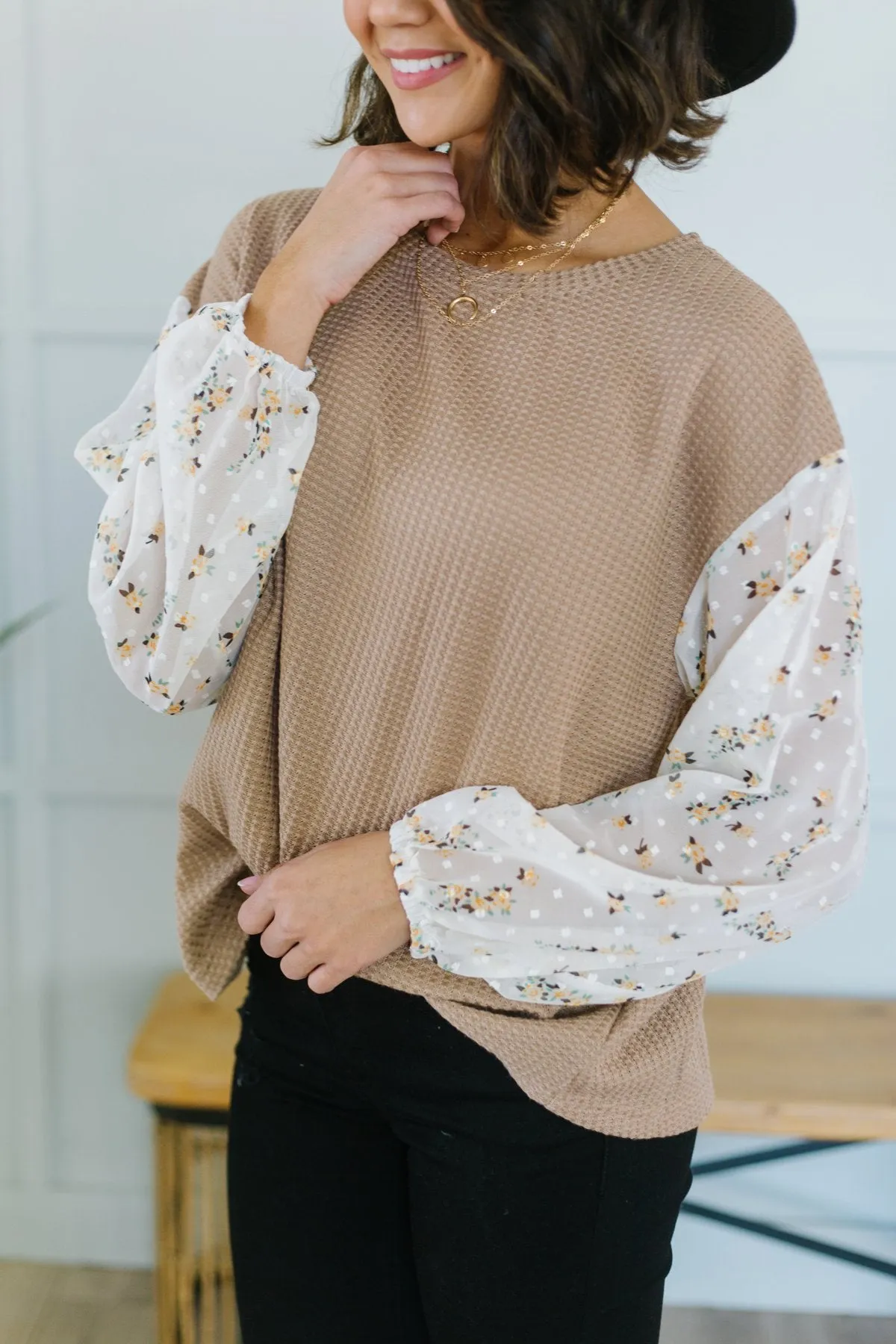 Floral Waffle Weave Top