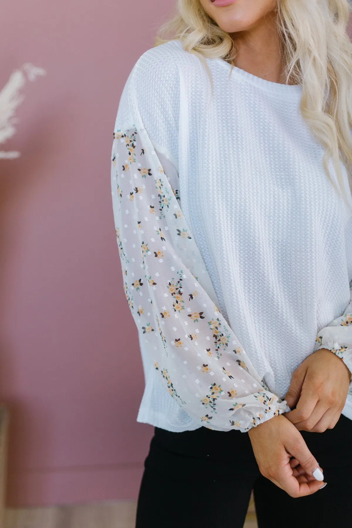 Floral Waffle Weave Top