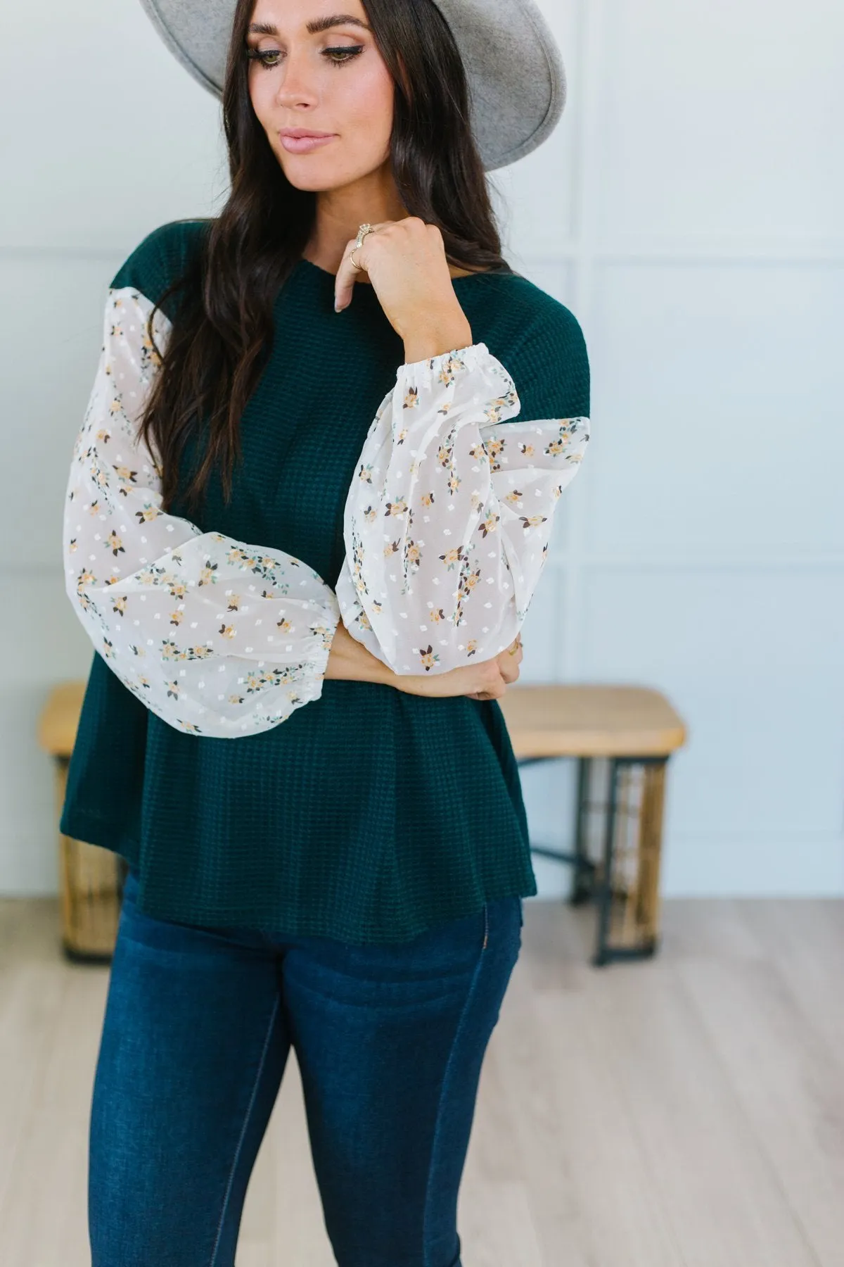 Floral Waffle Weave Top