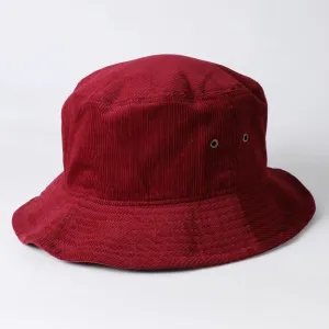 Foldable Vintage Corduroy Bucket Hat - Burgundy