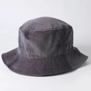 Foldable Vintage Corduroy Bucket Hat - Grey