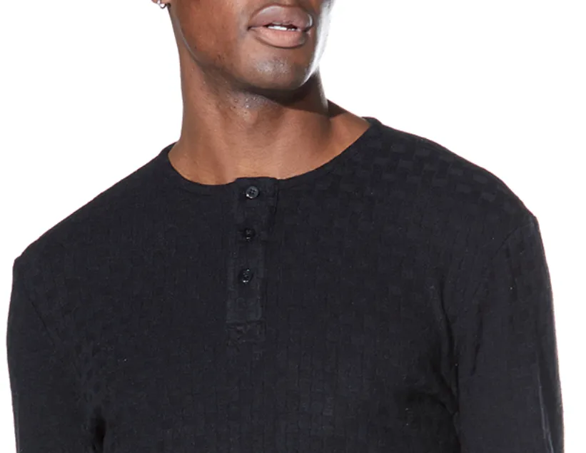 Folsom Basketweave Henley (Black)