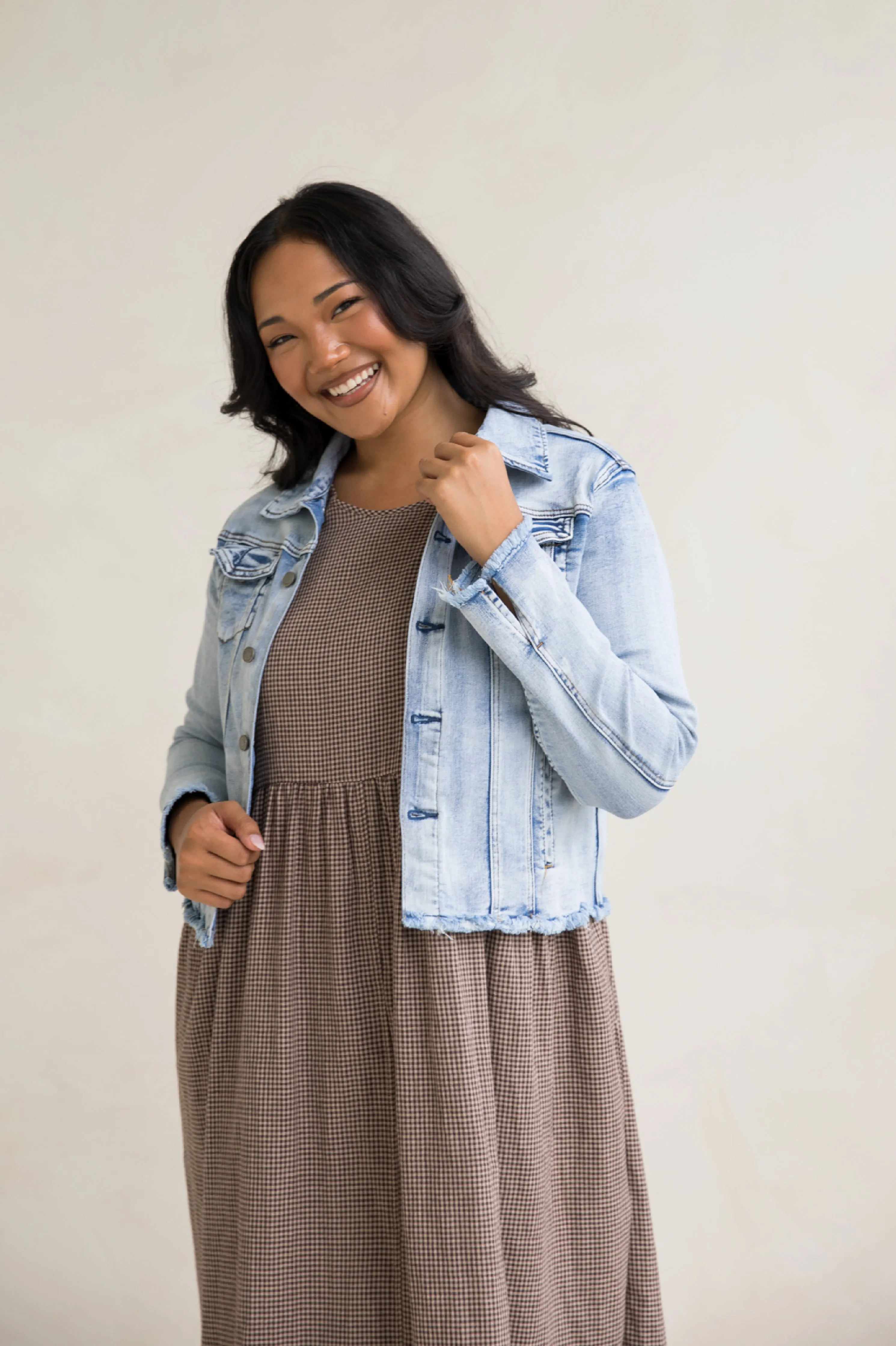 Frayed Denim Jacket | Light Blue