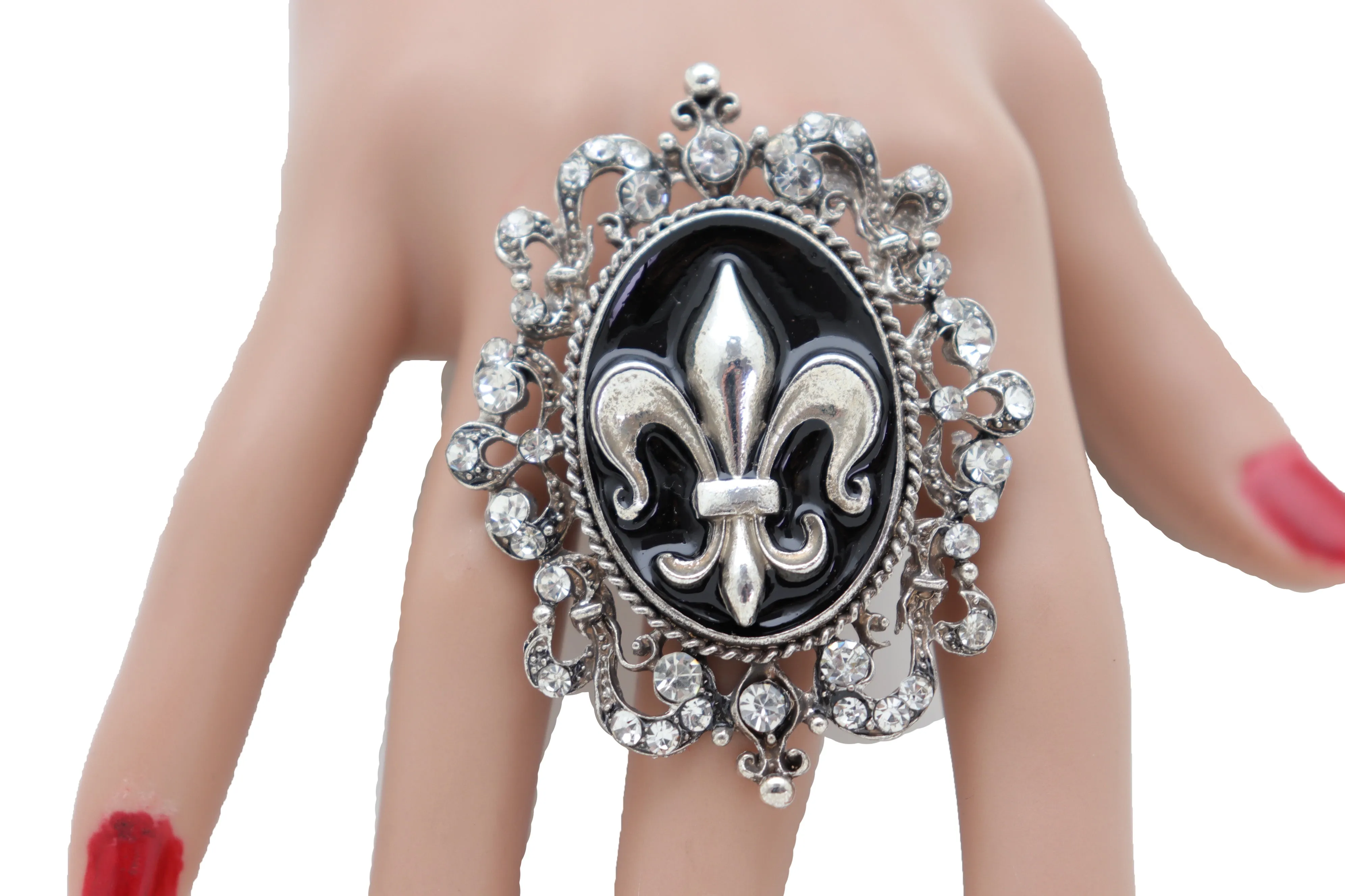 French Style  Fleur De Lis Silver Metal Ring