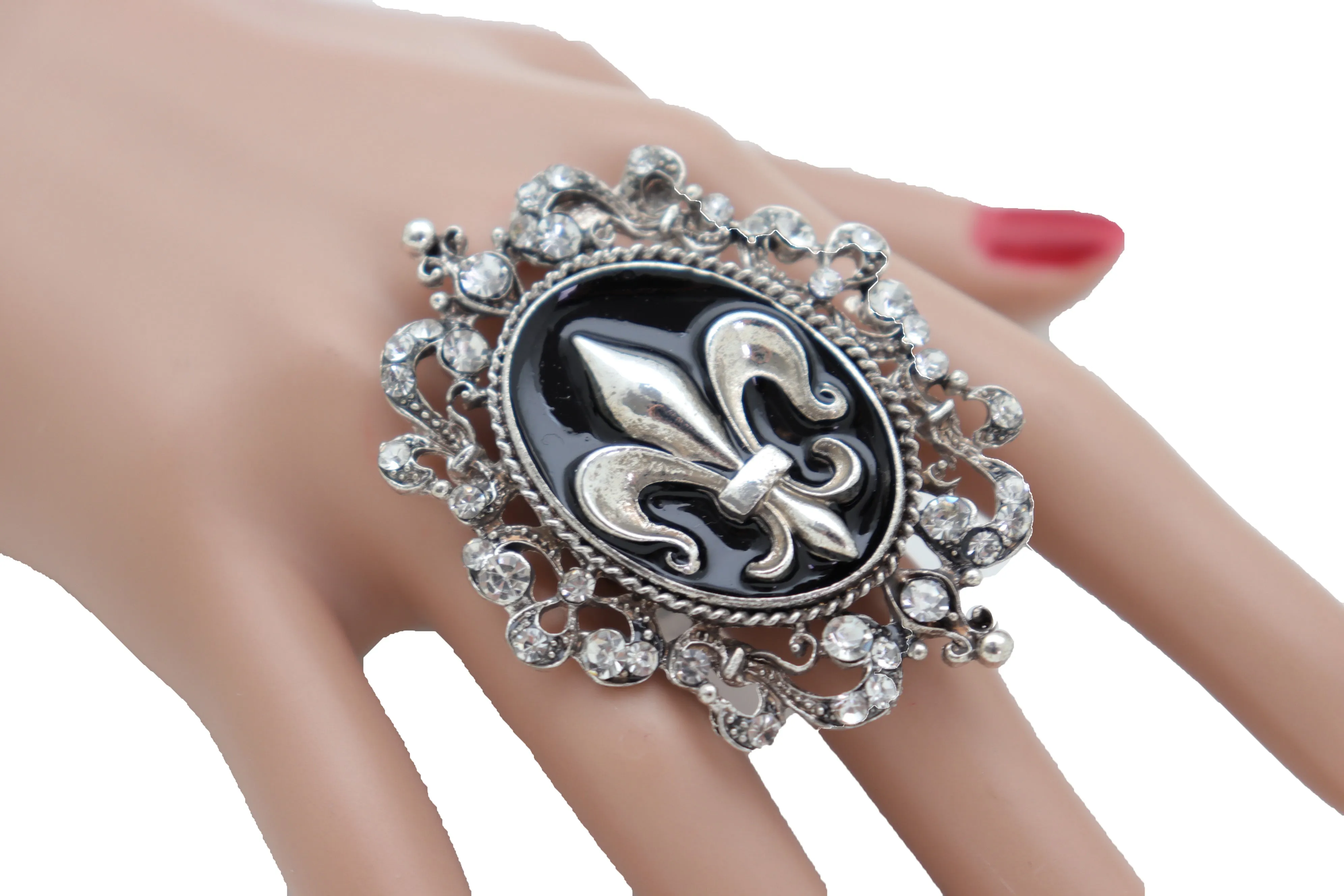 French Style  Fleur De Lis Silver Metal Ring