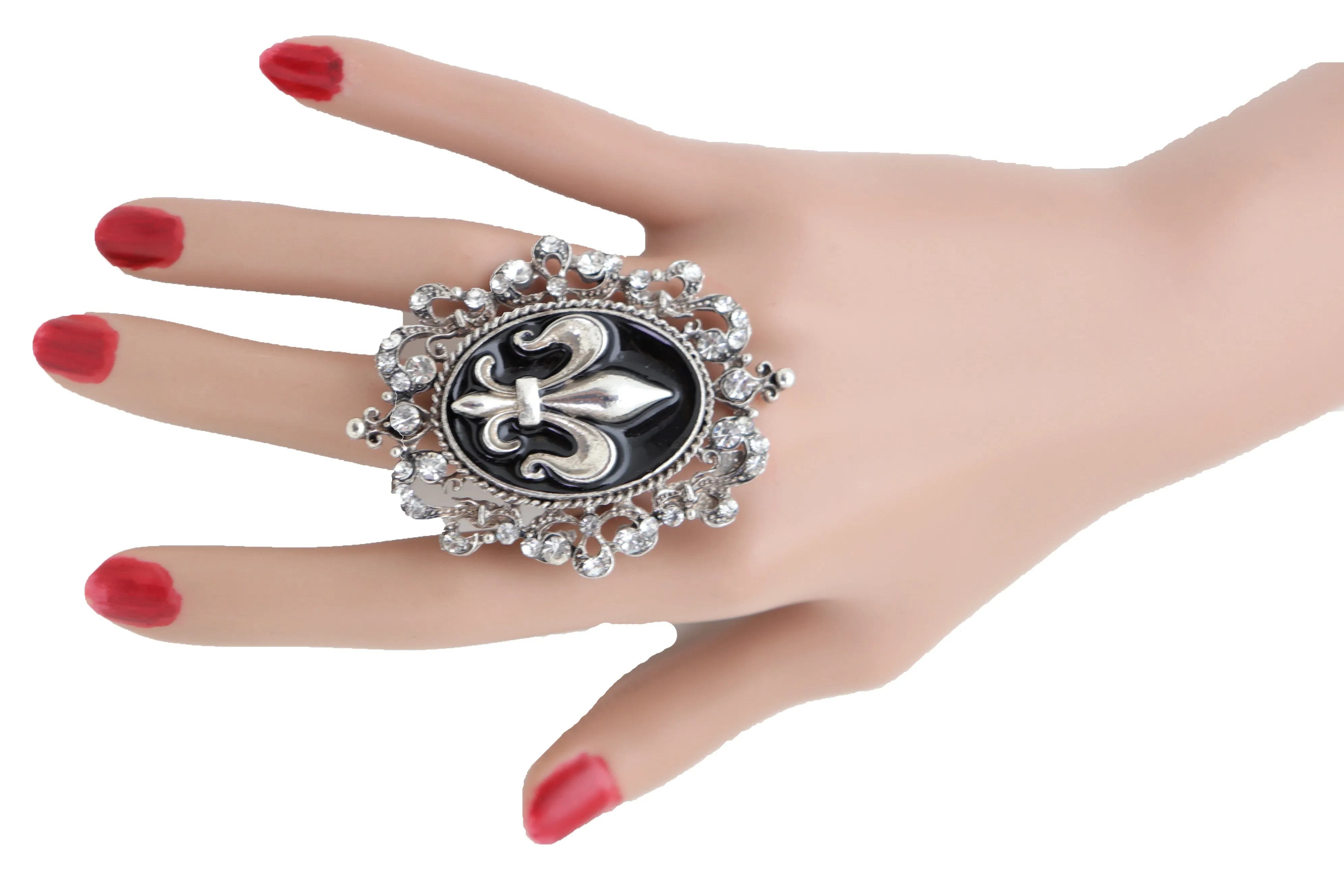 French Style  Fleur De Lis Silver Metal Ring