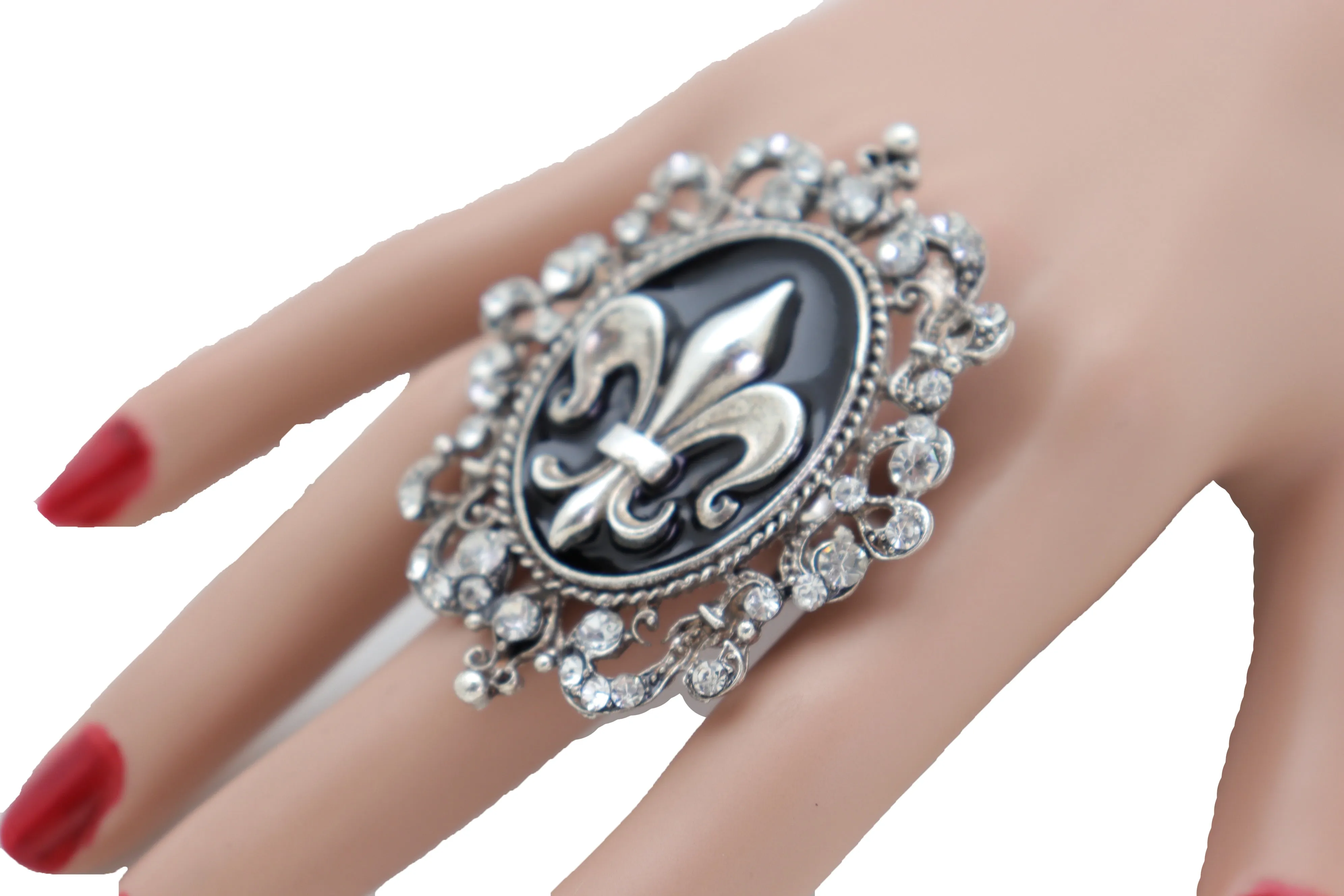 French Style  Fleur De Lis Silver Metal Ring