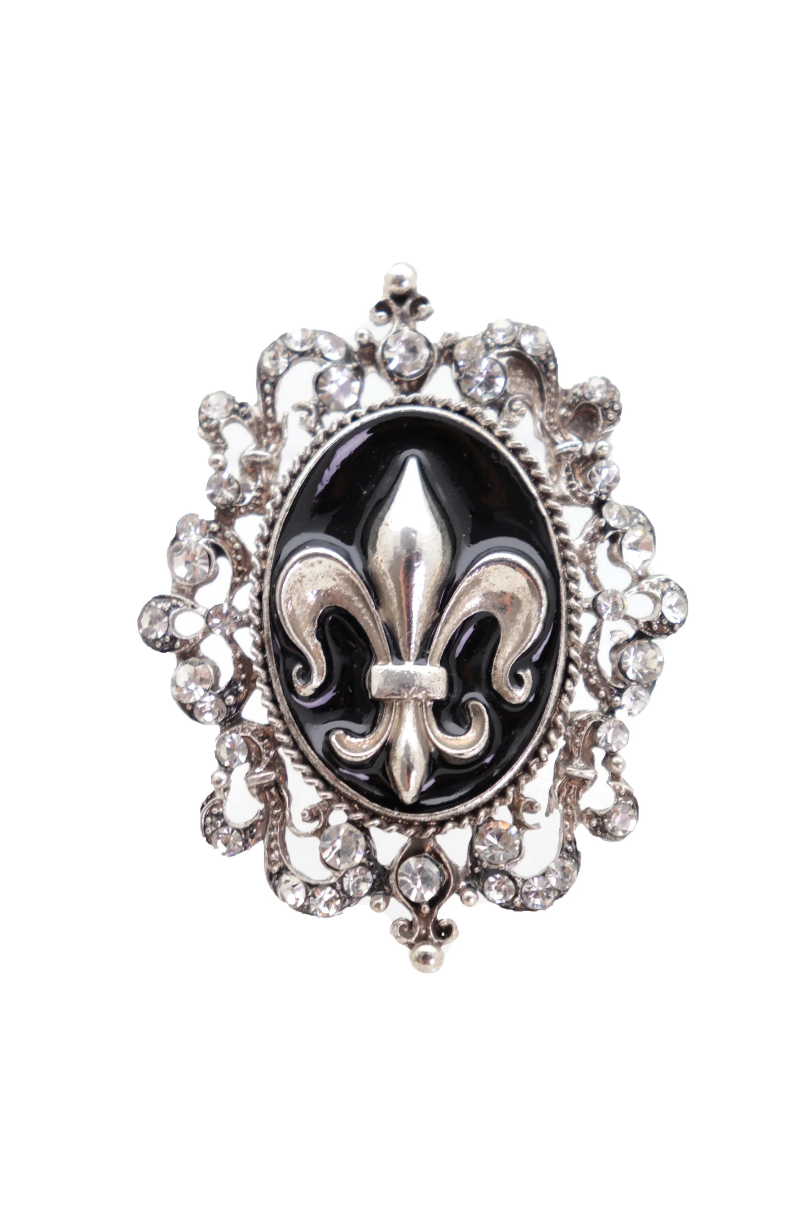 French Style  Fleur De Lis Silver Metal Ring