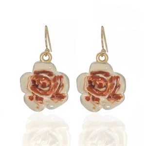 Garden Peach Rose Eurowire Earrings