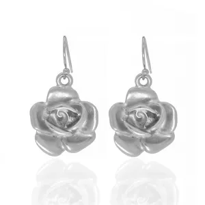 Garden Silver Rose Eurowire Earrings