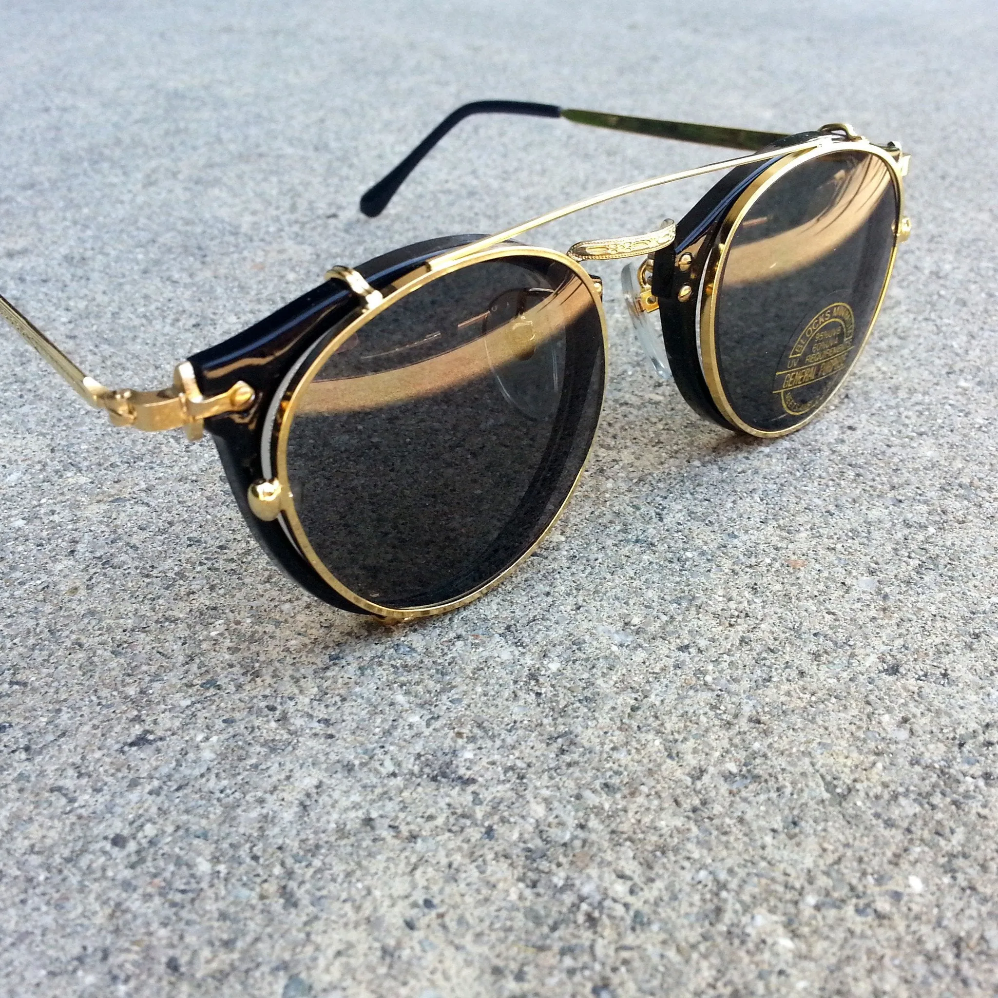 Genuine Madison Vintage Deadstock Steampunk Clip On Sunglasses