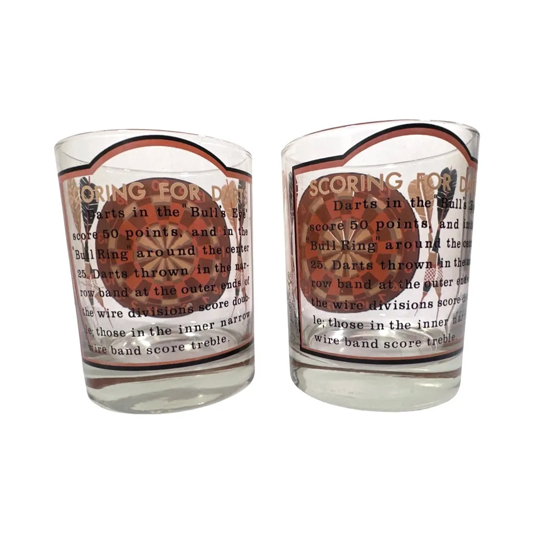 Georges Briard Signed Mid-Century Darts Double Old Fashion Glasses (Set of 2)