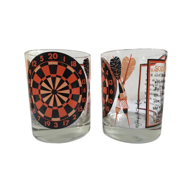 Georges Briard Signed Mid-Century Darts Double Old Fashion Glasses (Set of 6)