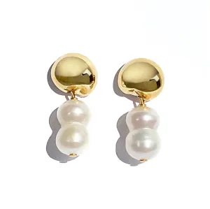 Gia Pearl Studs - Gold