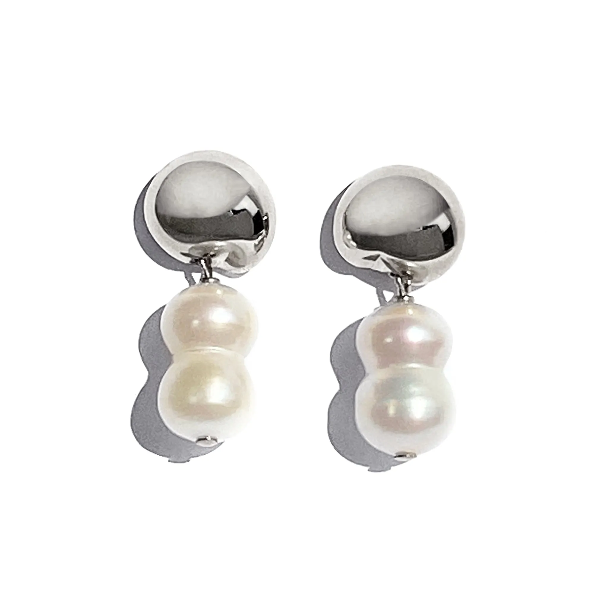 Gia Pearl Studs - Silver