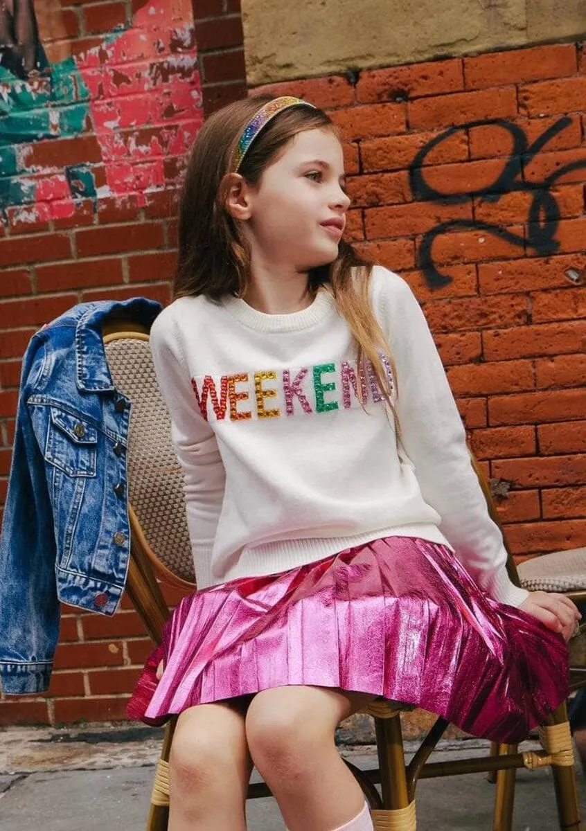 Girls Jeweled WEEKEND Shirt