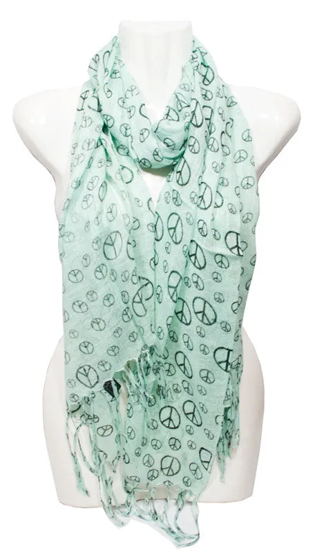 Girls Peace Sign Printed Fashion Fall / Spring Scarves Wholesale