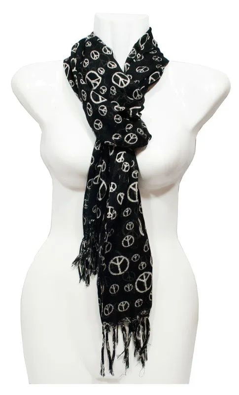 Girls Peace Sign Printed Fashion Fall / Spring Scarves Wholesale