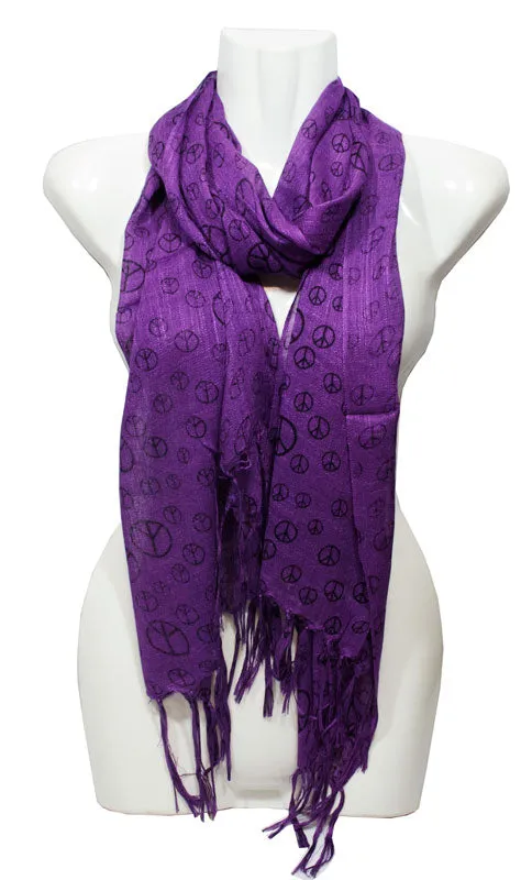 Girls Peace Sign Printed Fashion Fall / Spring Scarves Wholesale