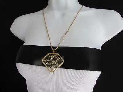 Gold Silver Metal Chains Big Snake Pendant Silver Rhinestones Necklace