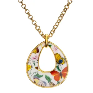 Goldtone Butterfly Tear Drop Pendant with 18" Chain Necklace