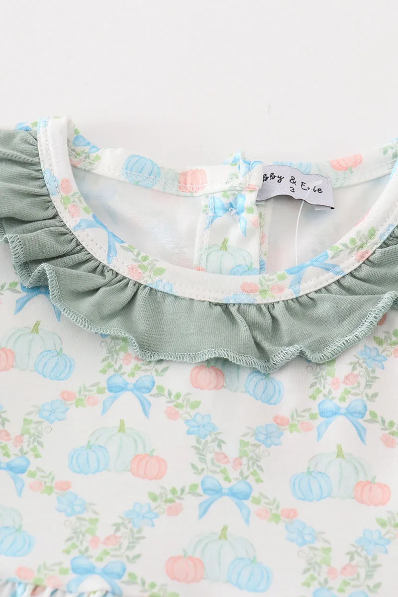 Green pumpkin print dress