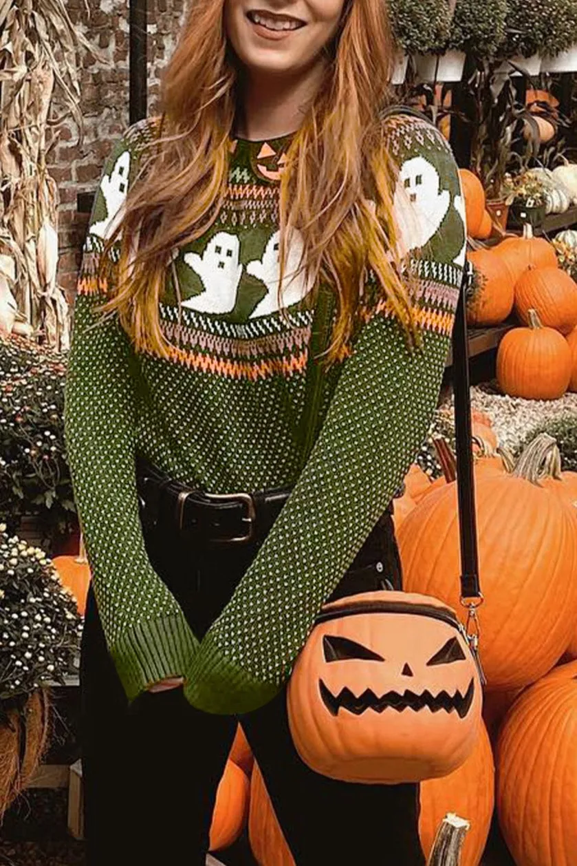 Halloween Ghost Drop Shoulder Sweater