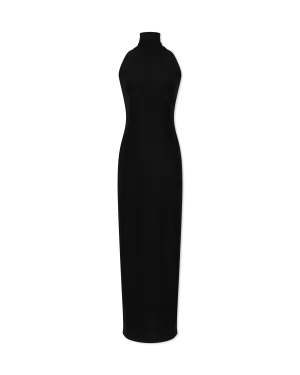 Halter Turtleneck Side Slit Gown