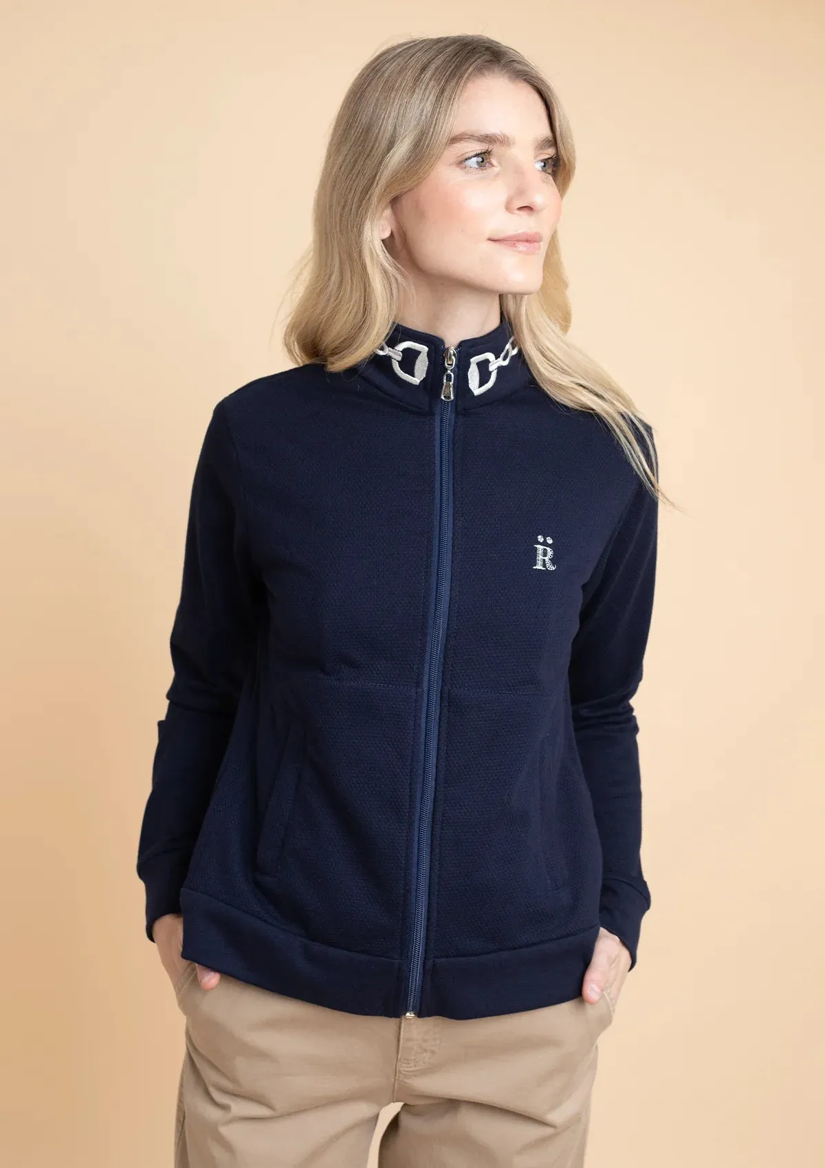 Harmonia Embroidered Zip Jacket | Navy