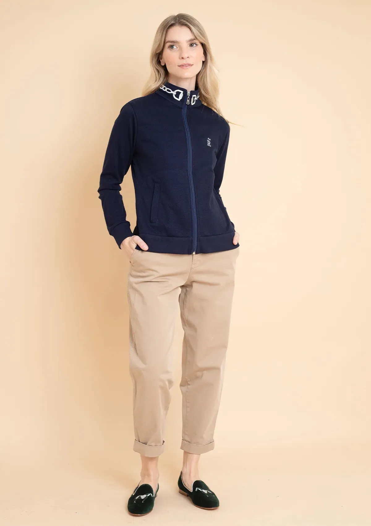 Harmonia Embroidered Zip Jacket | Navy