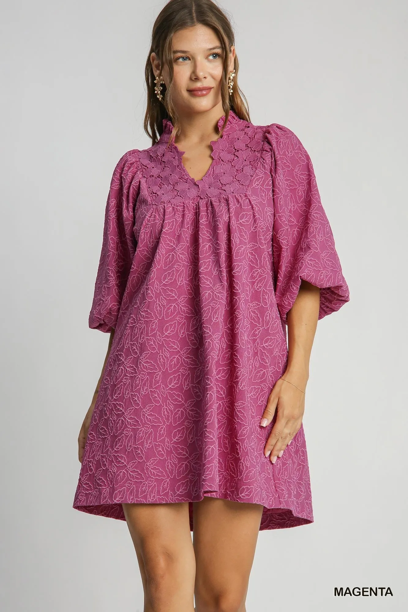 Harmony Puff Sleeve Dress - Magenta