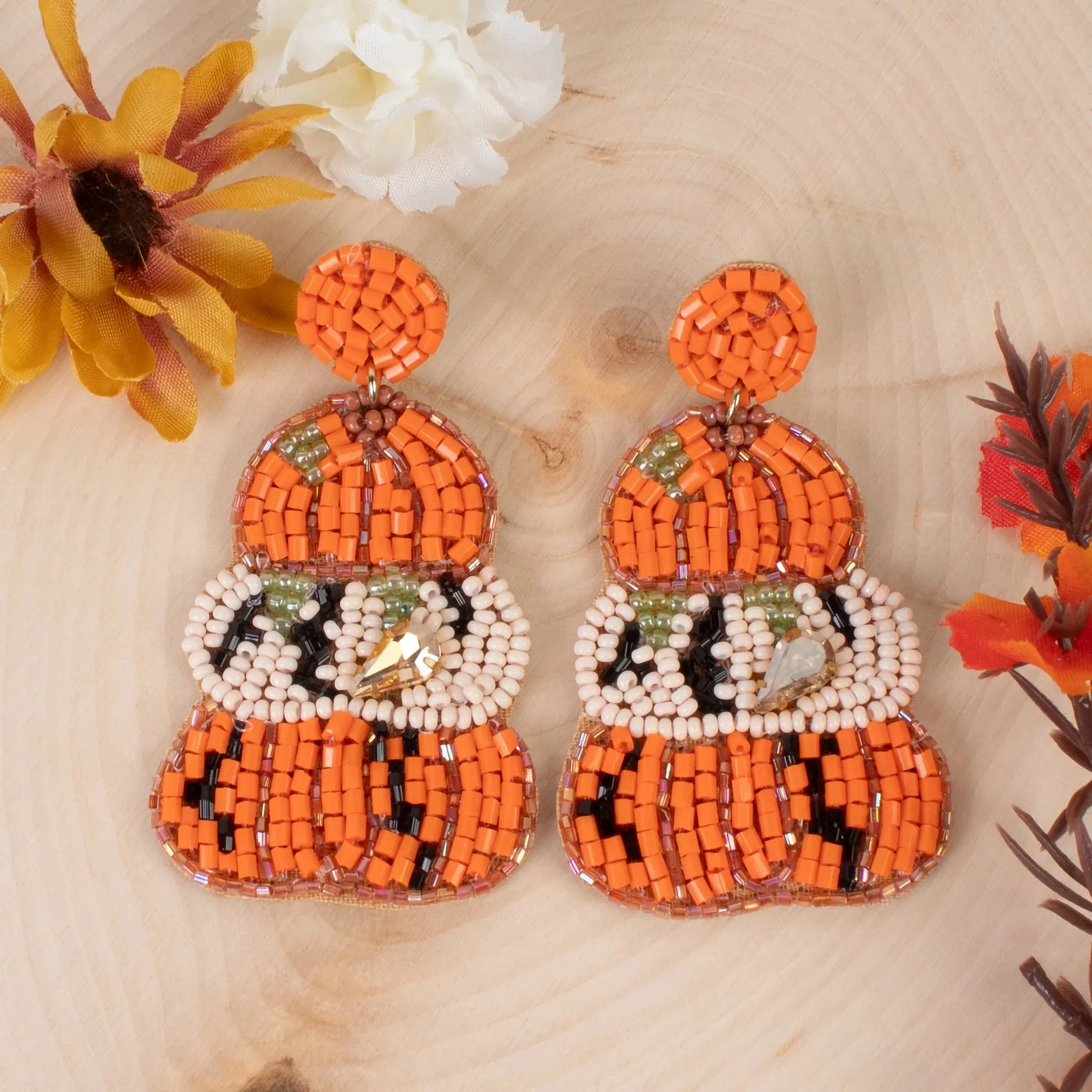 Hey Pumpkin Beaded Earrings