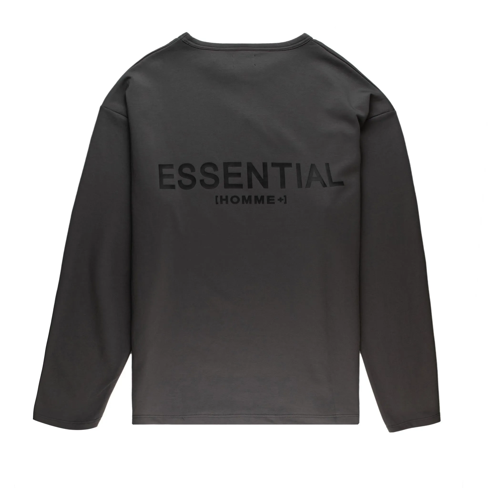 HOMME  'ESSENTIAL' Rubber Logo L/S Big Tee Charcoal