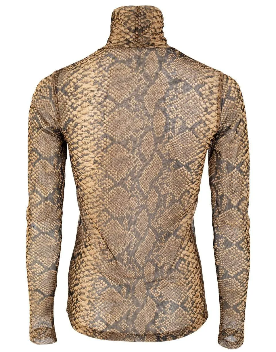 Hota Bis Long Sleeve Python Print Turtleneck