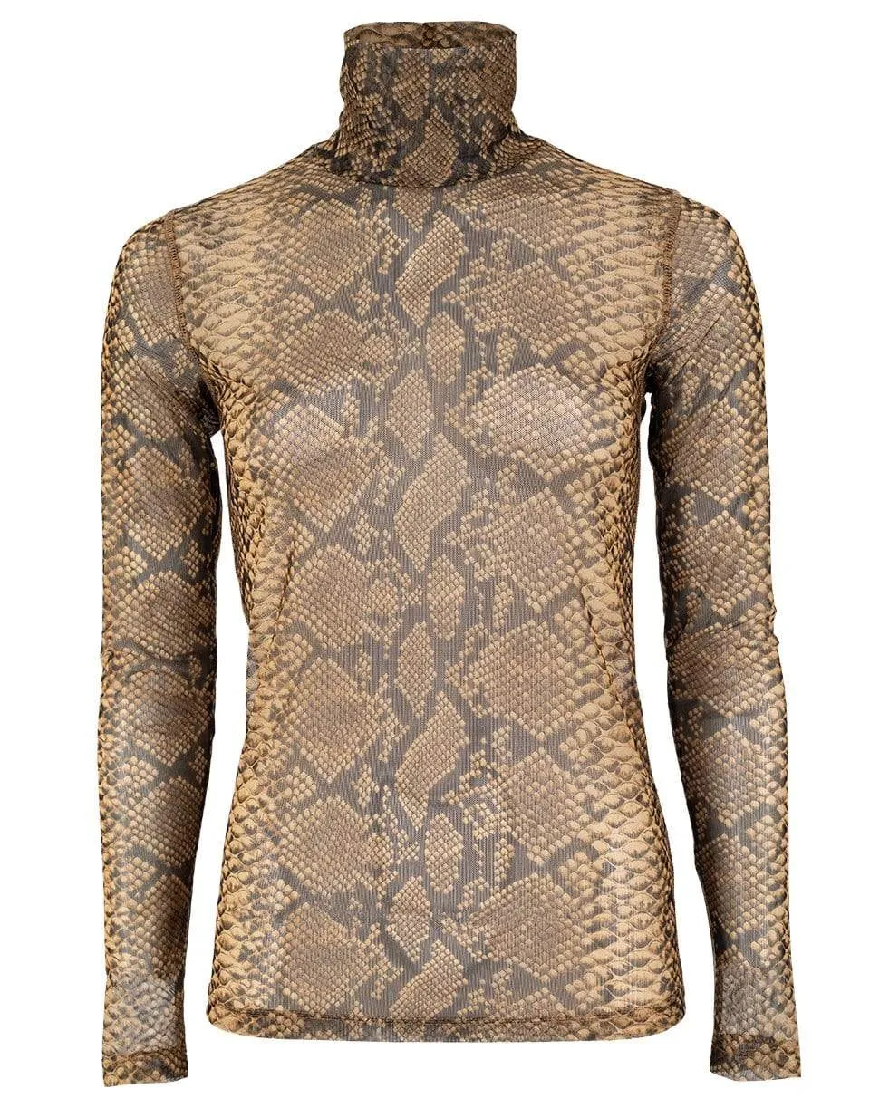 Hota Bis Long Sleeve Python Print Turtleneck