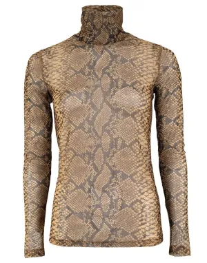 Hota Bis Long Sleeve Python Print Turtleneck