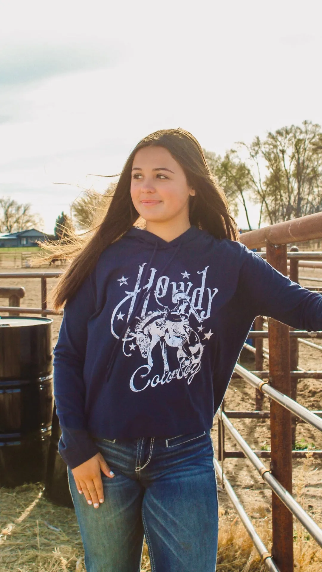 Howdy Cowboy Graphic Hooded Long Sleeve