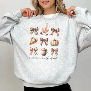 I Love Fall Most of All Coquette Crewneck Sweatshirt