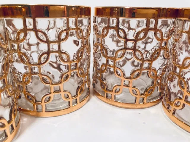 Imperial Glass Mid-Century Golden Chains Old Fashion Glasses (Set of 4)