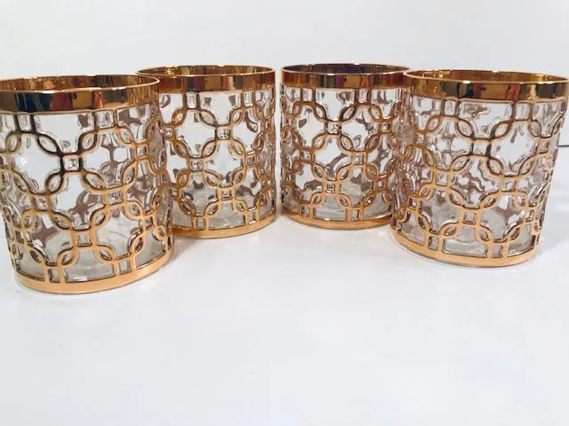 Imperial Glass Mid-Century Golden Chains Old Fashion Glasses (Set of 4)