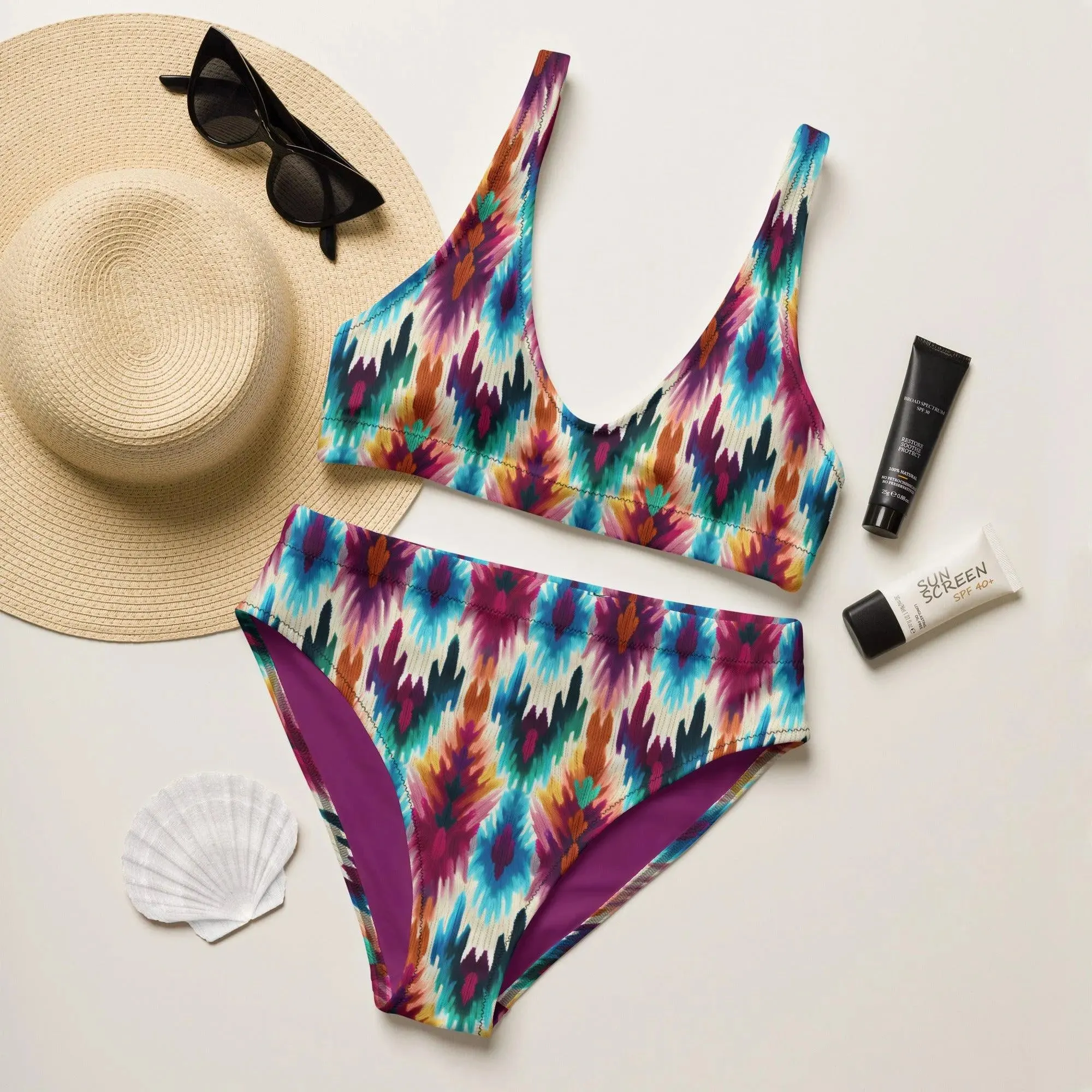 Indonesian Ikat Recycled High-Waisted Bikini