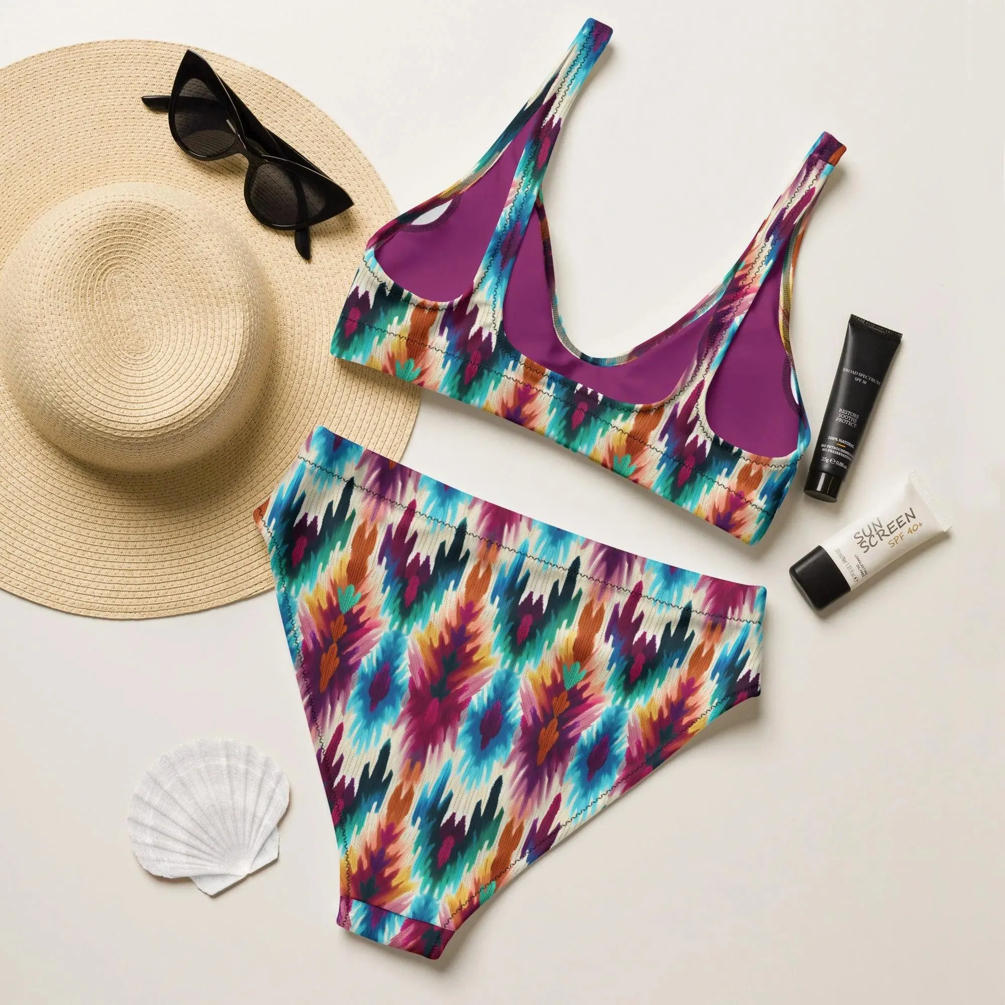 Indonesian Ikat Recycled High-Waisted Bikini