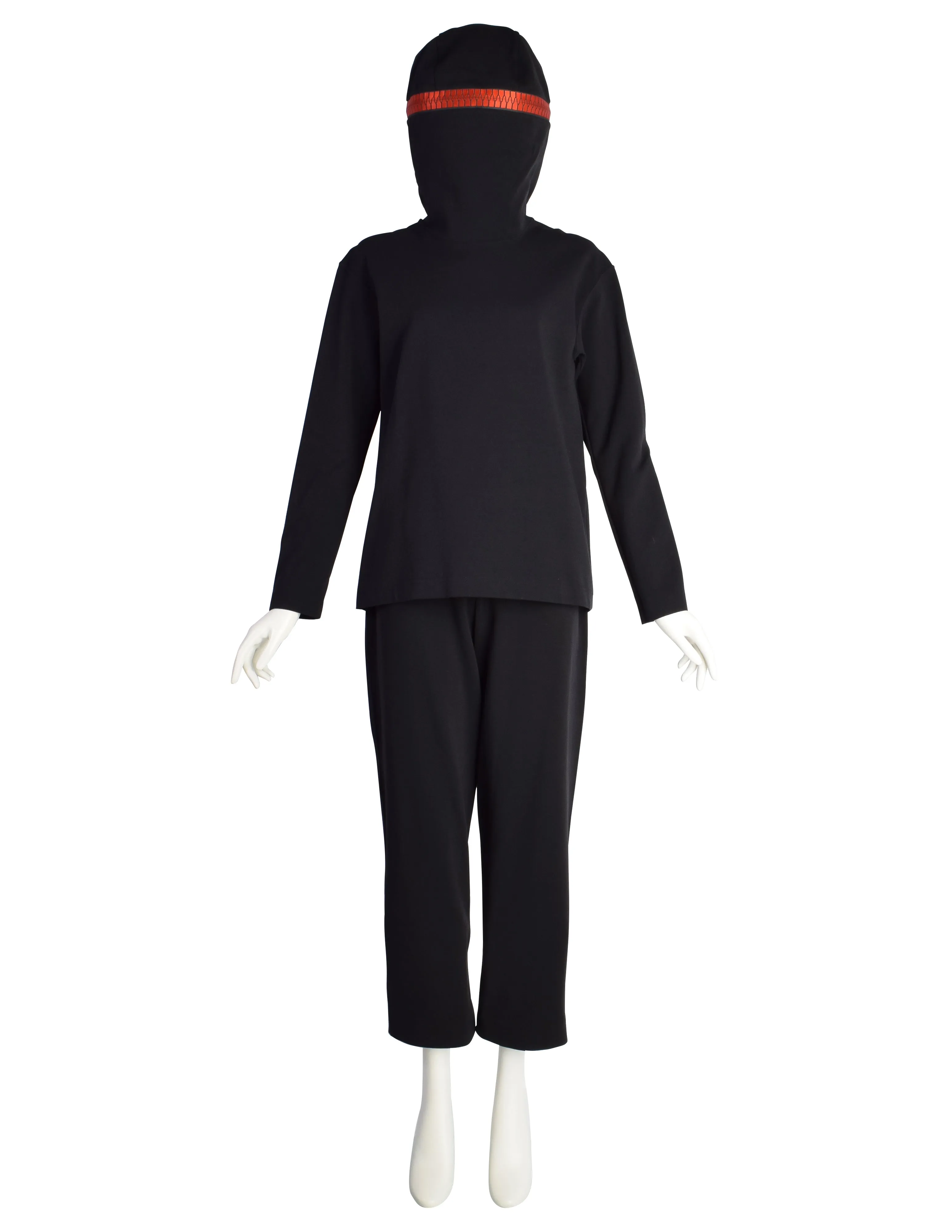 Issey Miyake Vintage AW1991 Iconic Black and Red Zipper Hood Face Top and Pants Ensemble Set