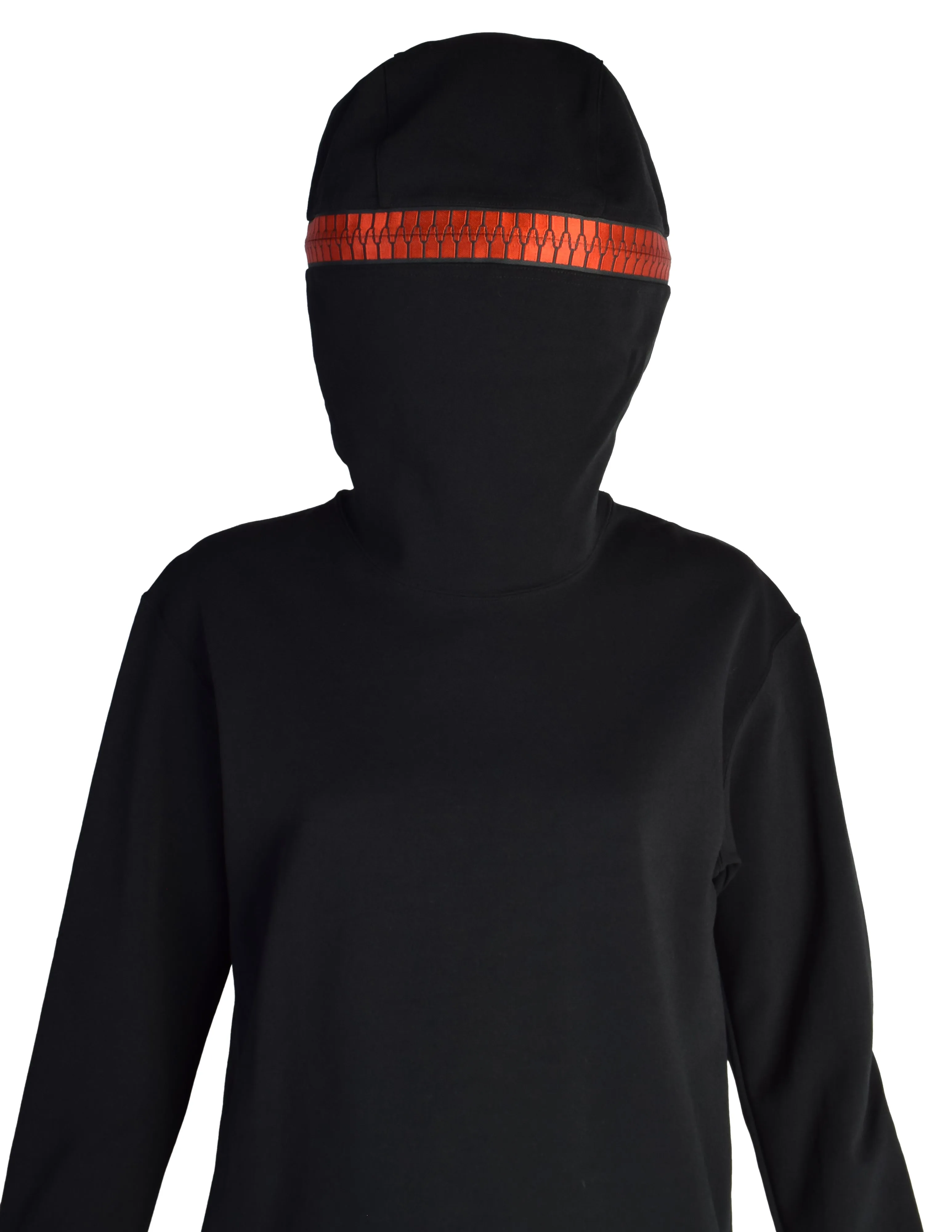 Issey Miyake Vintage AW1991 Iconic Black and Red Zipper Hood Face Top and Pants Ensemble Set