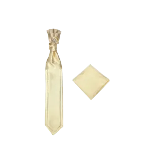 Ivory Fashion Design Men's Cravat Tie Diamonds Ring Handkerchief Set