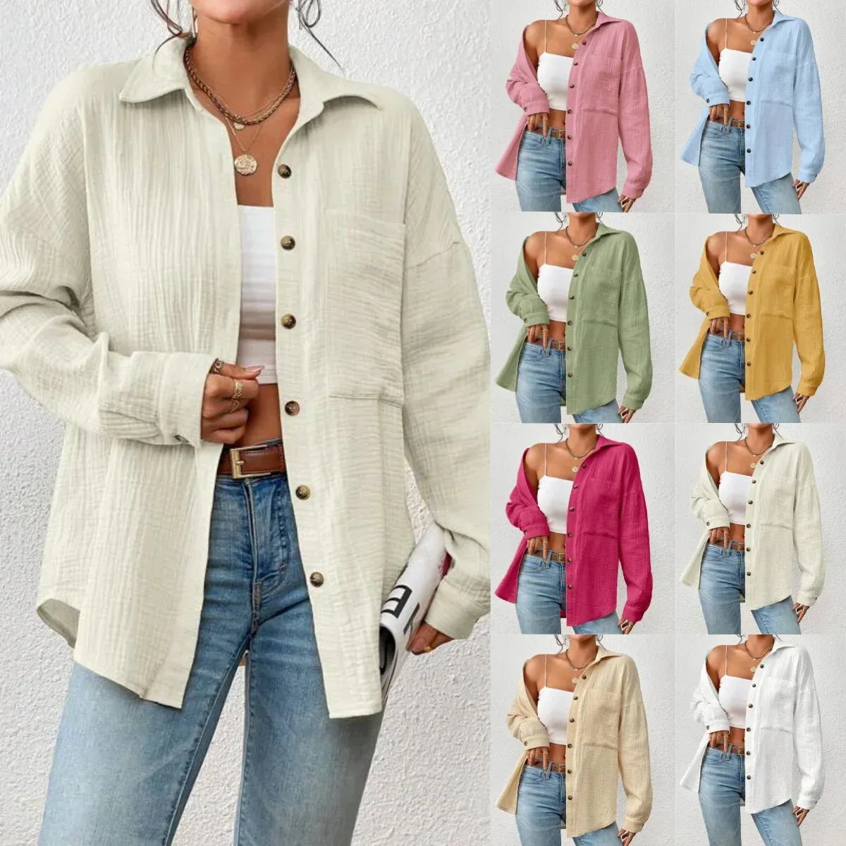 Ivyshape | Chic Oversized Casual Shirt for Women